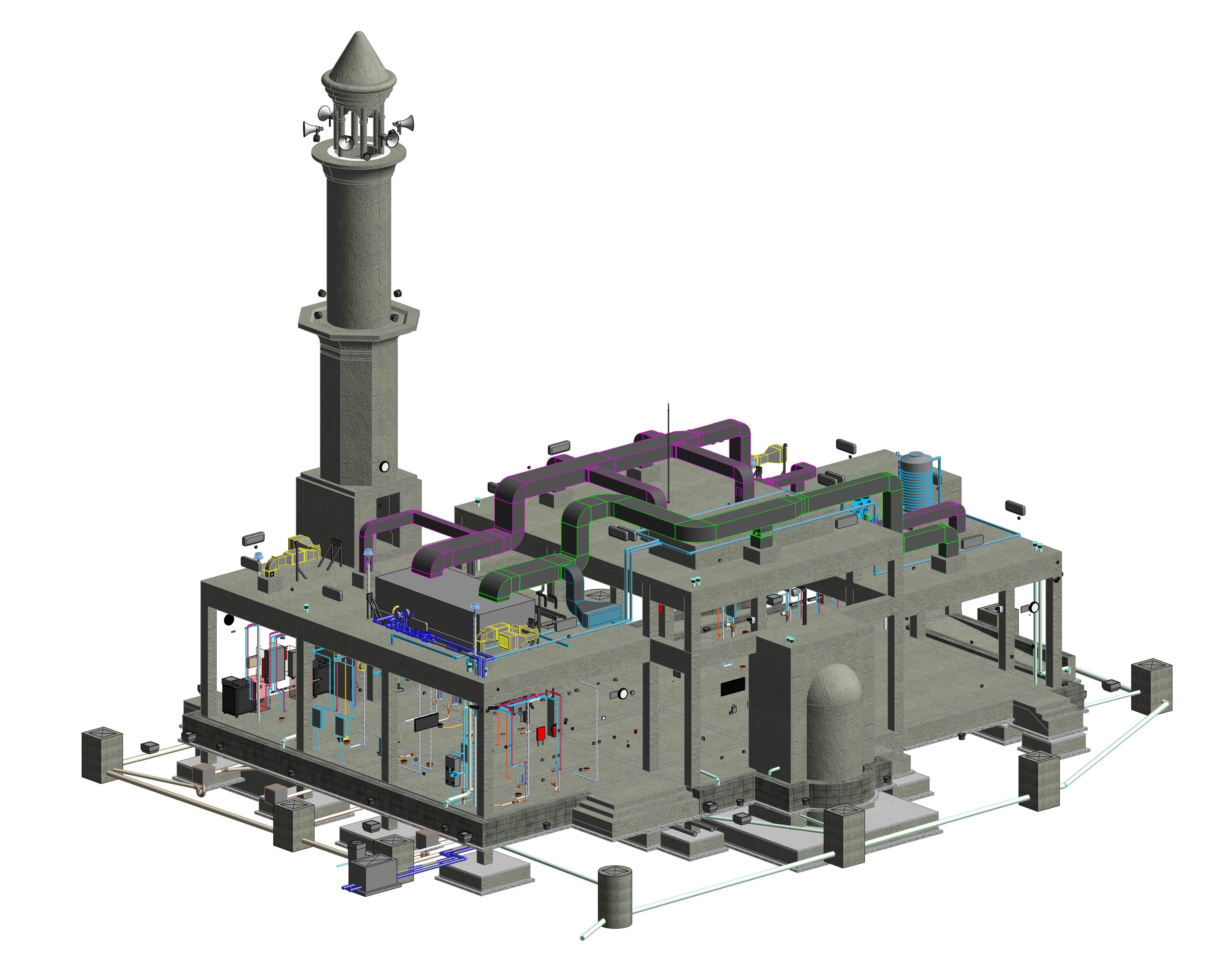 Masjid 3D Model View STR-MEP